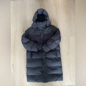 Zara Men's Charcoal Long Hooded Puffer Coat Size L